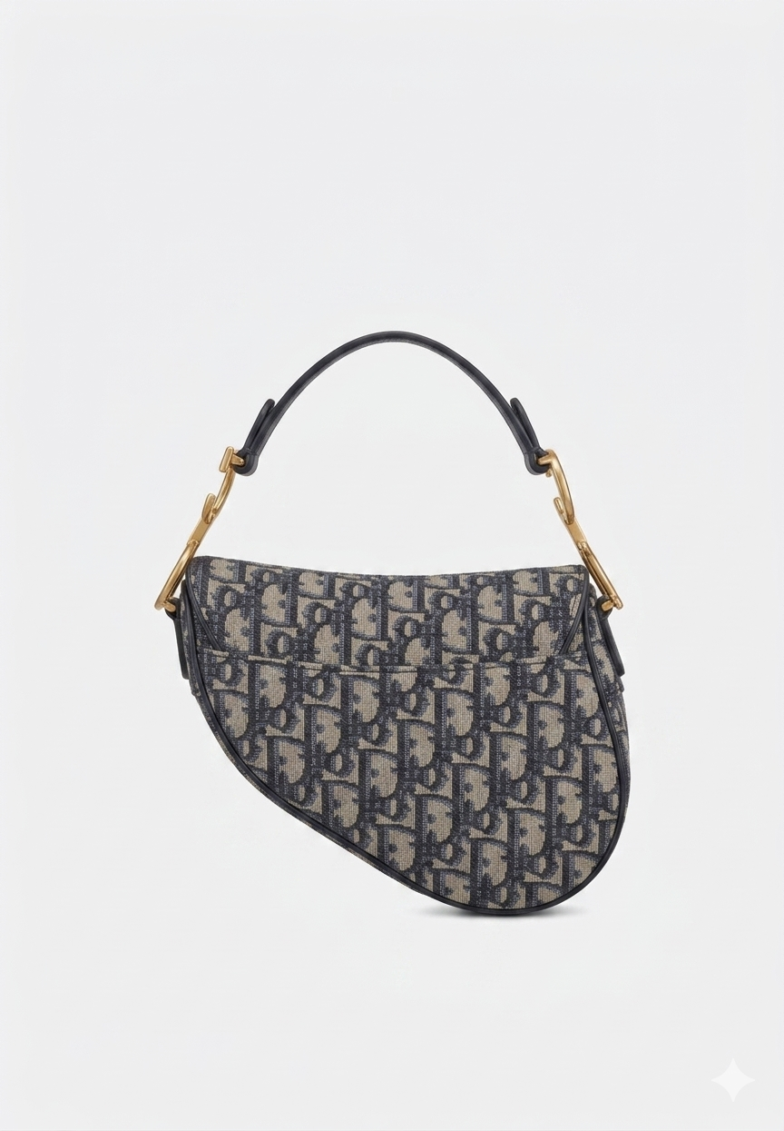 Dior Mini Saddle Bag Oblique Navy