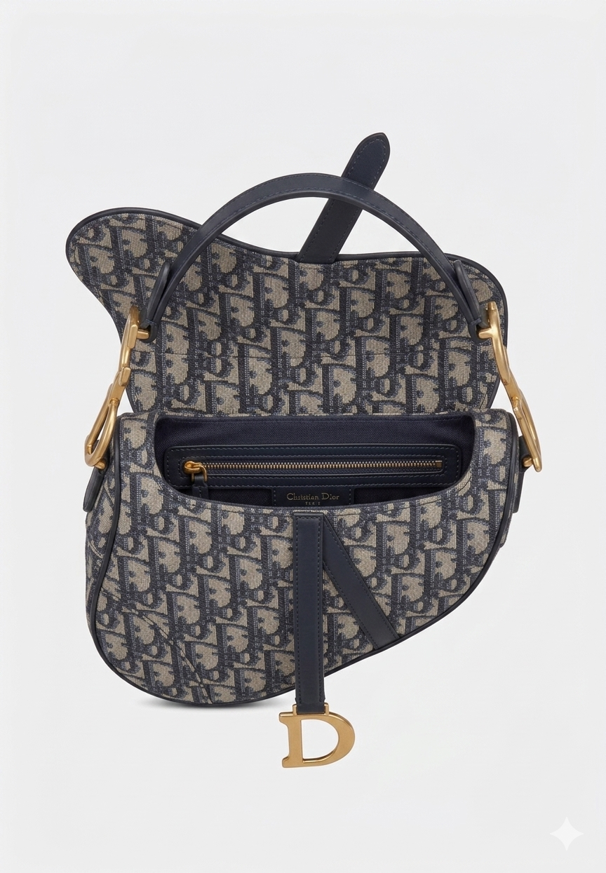 Dior Mini Saddle Bag Oblique Navy