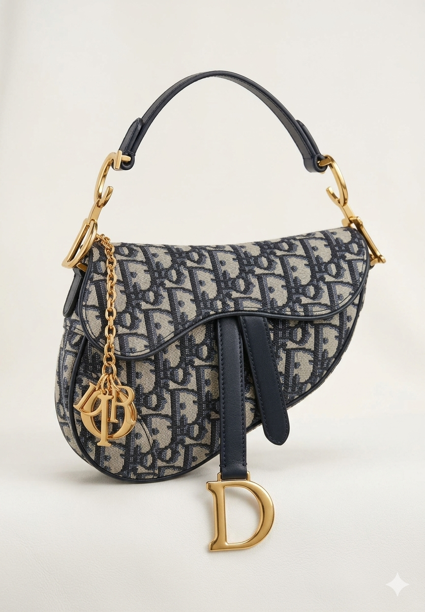 Dior Mini Saddle Bag Oblique Navy